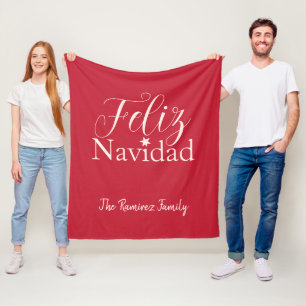 Feliz Navidad Modern Christmas Family Fleece Blanket