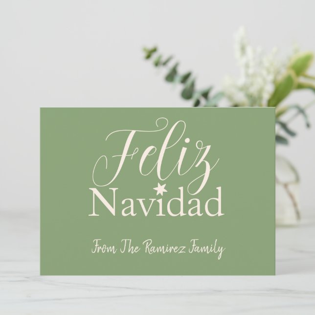 Feliz Navidad  Modern Christmas Family Greeting  Invitation (Standing Front)