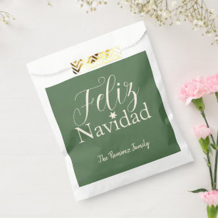 Feliz Navidad Modern Christmas Holiday Family Favour Bag