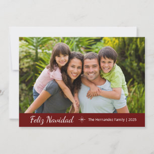 Feliz Navidad Modern Family Photo Christmas Red  Holiday Card