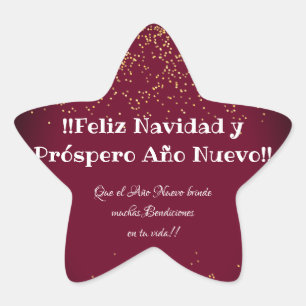 Feliz Navidad Modern Glitter Lettering Christmas  Star Sticker