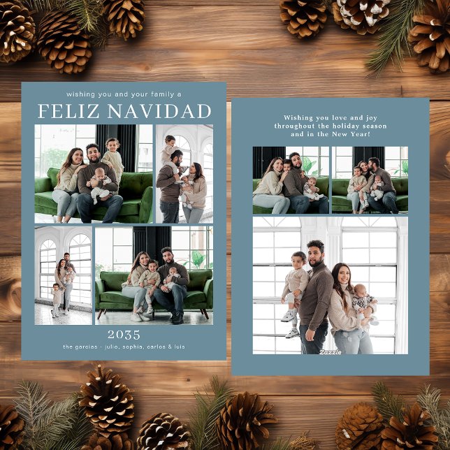 Feliz Navidad Multi Photo Holiday Card (Creator Uploaded)