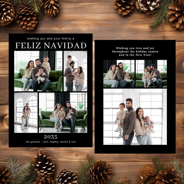 Feliz Navidad Multi Photo Holiday Card (Creator Uploaded)