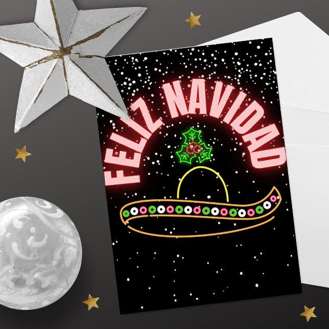 Feliz Navidad Neon Sombrero Holiday Postcard (Creator Uploaded)