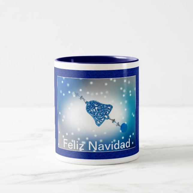 Feliz Navidad Ornament Customisable Two-Tone Coffee Mug (Center)