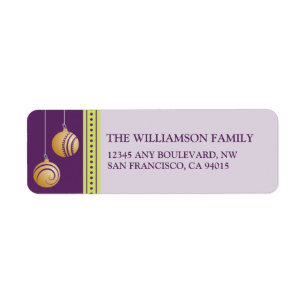 Feliz Navidad Ornament Return Address (purple) Label
