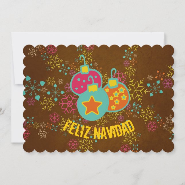 Feliz Navidad Ornaments Holidays Card (Front)