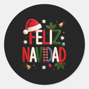 Feliz Navidad Pajamas Spanish Mexican Christmas Bo Classic Round Sticker