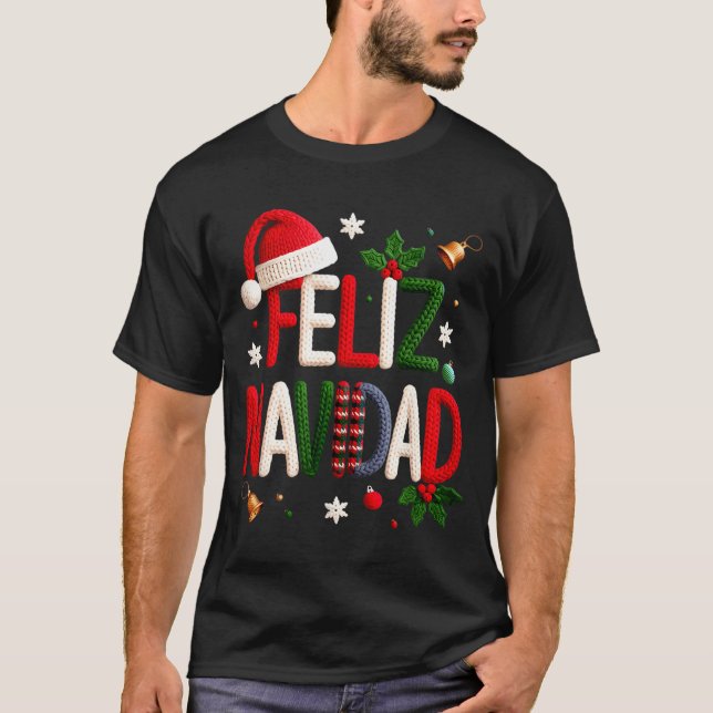 Feliz Navidad Pajamas Spanish Mexican Christmas Bo T-Shirt (Front)
