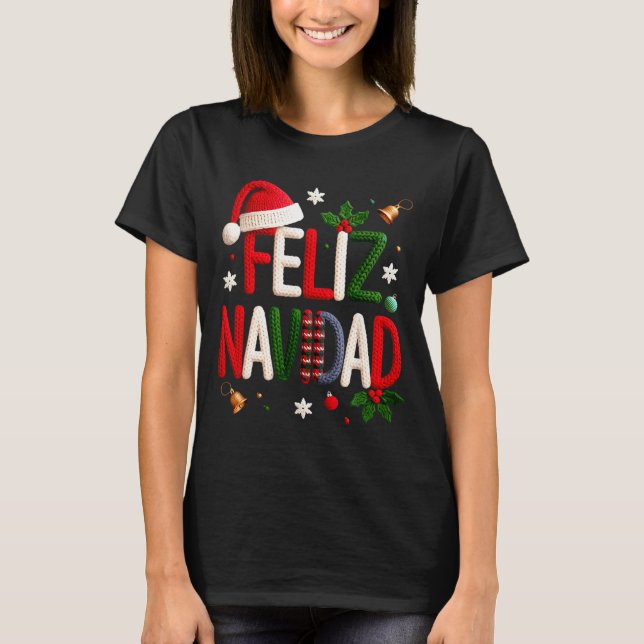 Feliz Navidad Pajamas Spanish Mexican Christmas Bo T-Shirt (Front)