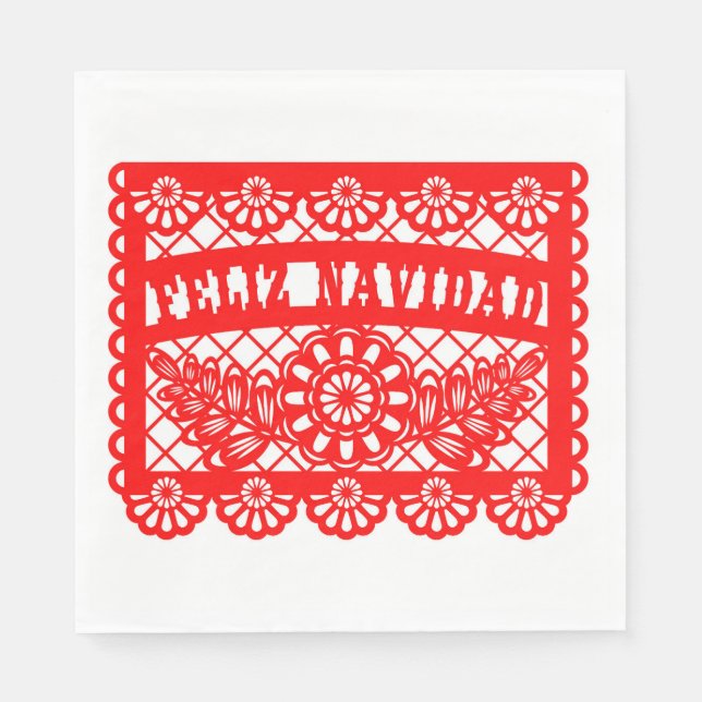 Feliz Navidad Papel Picado Napkin (Front)