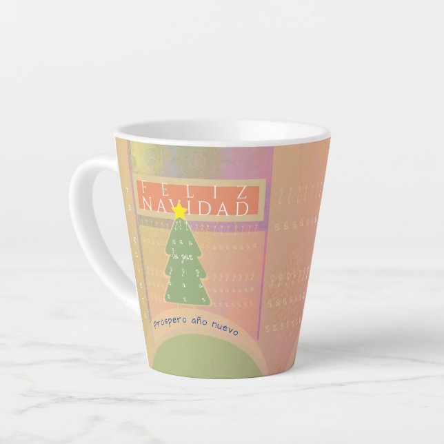 "Feliz navidad" Peace and Happy New Year Latte Mug (Left Angle)