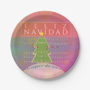 "Feliz navidad" Peace and Happy New Year Paper Plate