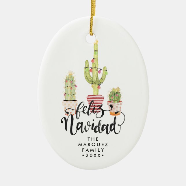 Feliz Navidad Personalised Christmas Ornament (Front)