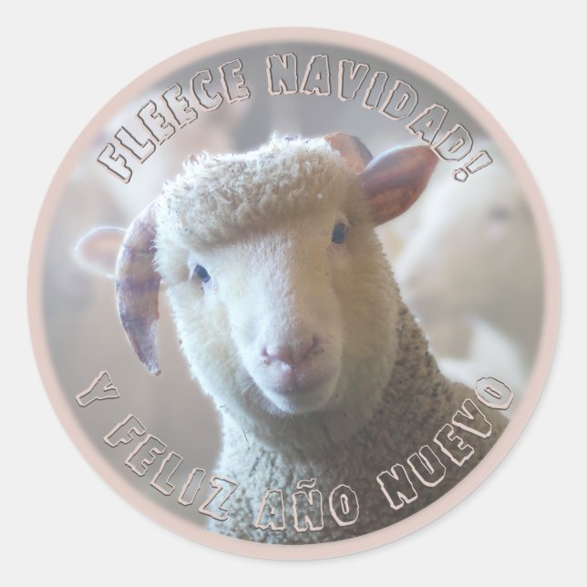 Feliz Navidad Pink Sheep Christmas Envelope Seal  (Front)