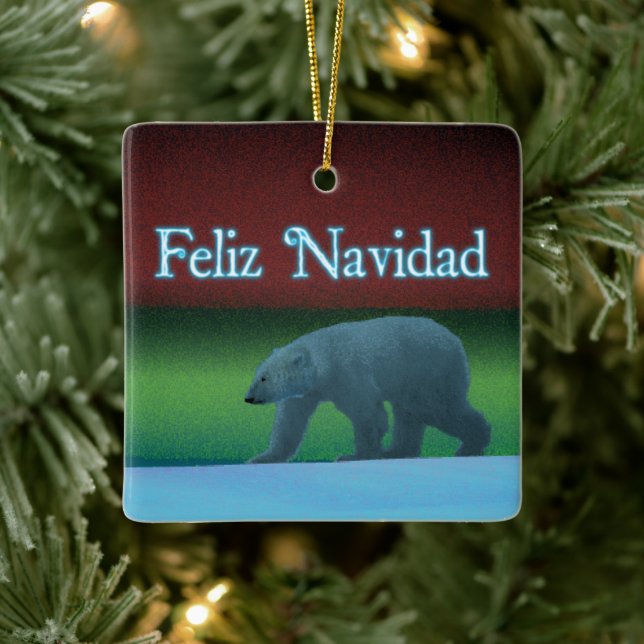 Feliz Navidad - Polar Lights Polar Bear Ceramic Tree Decoration (Tree)