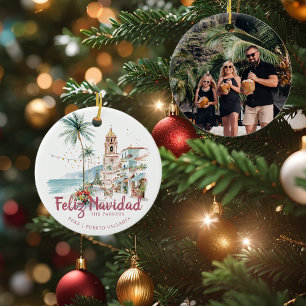 Feliz Navidad Puerto Vallarta Christmas Photo Ceramic Ornament