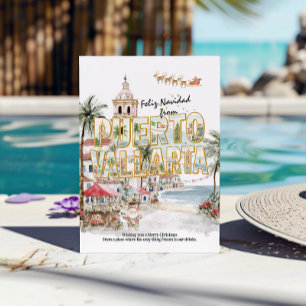 Feliz Navidad   Puerto Vallarta Tropical Christmas Postcard
