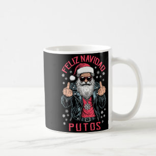 Feliz Navidad Putos Funny Rude Spanish Santa Middl Coffee Mug