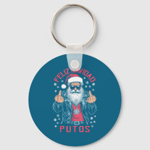Feliz Navidad Putos Funny Rude Spanish Santa Middl Key Ring
