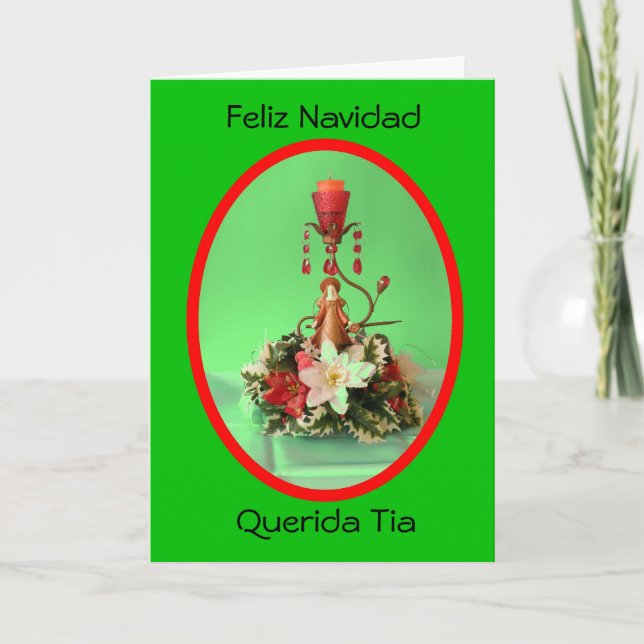 Feliz Navidad Querida Tia Holiday Card (Front)