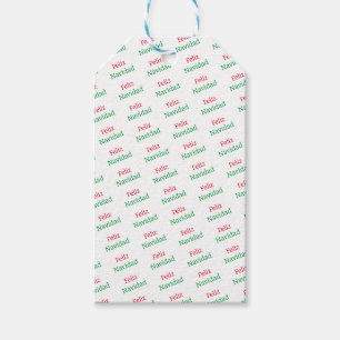 Feliz Navidad Red and Green Pattern Gift Tag