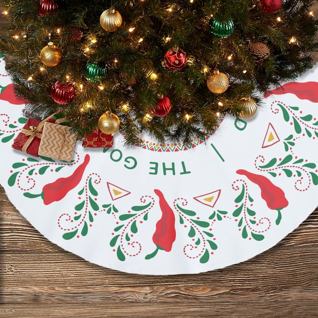 Feliz Navidad Red Chile Pepper Brushed Polyester Tree Skirt (Creator Uploaded)