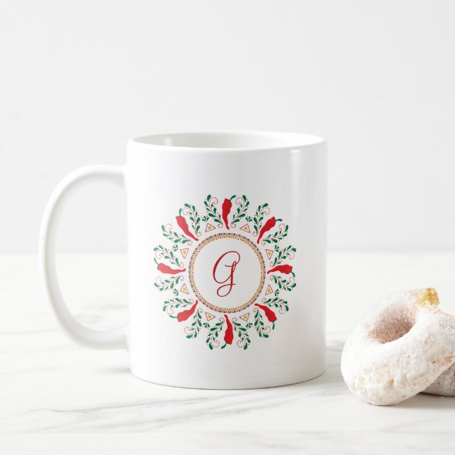 Feliz Navidad Red Chile Pepper Coffee Mug (With Donut)