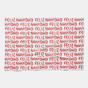 Feliz Navidad Red Chile Pepper Tea Towel