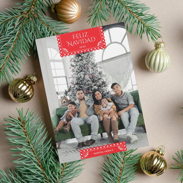 Feliz Navidad Red Ribbon Holiday Card (Creator Uploaded)