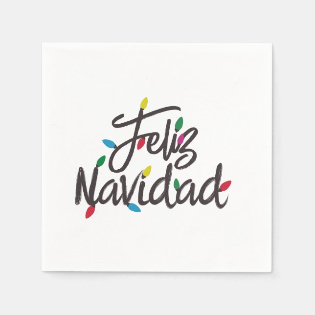 Feliz Navidad Retro Christmas Lights Holiday    Napkin (Front)