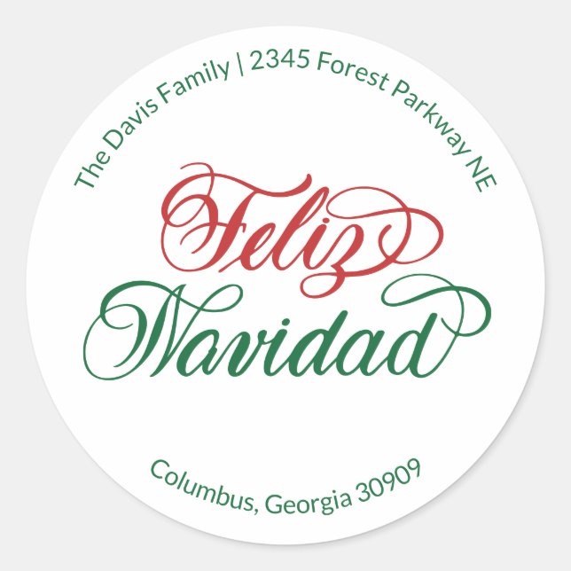 Feliz Navidad Return Address Sticker  (Front)