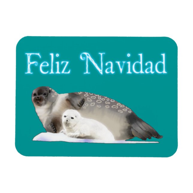Feliz Navidad - Ringed Seal Magnet (Horizontal)