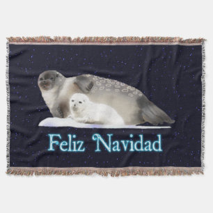 Feliz Navidad - Ringed Seal Throw Blanket
