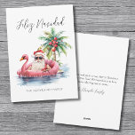 Feliz Navidad Santa Claus Beach Christmas Holiday Card<br><div class="desc">Feliz Navidad Santa Claus Beach Christmas Holiday Card. "Feliz Navidad" (the Spanish word for Christmas) gets a fun twist with this unique holiday card featuring a relaxed Santa Claus in sunglasses, lounging in a pink flamingo floaty in the ocean. Perfect for sending beachy holiday wishes, this card is ideal for...</div>