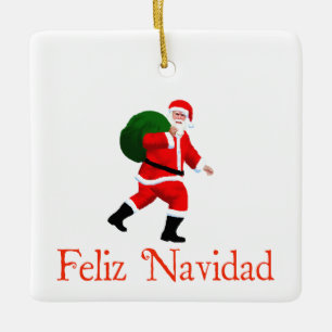 Feliz Navidad - Santa Claus Ceramic Tree Decoration