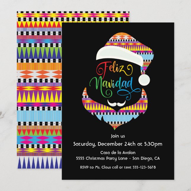 Feliz Navidad Santa Claus Christmas Party Invitation (Front/Back)