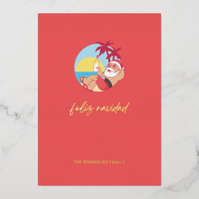 Feliz Navidad Santa  Holiday Card (Front)