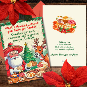 Feliz Navidad Santa & Pan Dulce Colourful Mexican Holiday Card