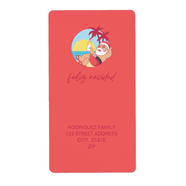 Feliz Navidad Santa Return Address Label (Front)