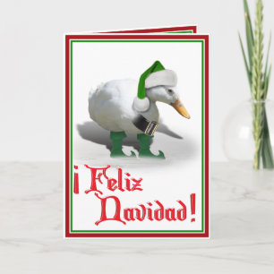Feliz Navidad - Santa's Helper Elf Duck Holiday Card