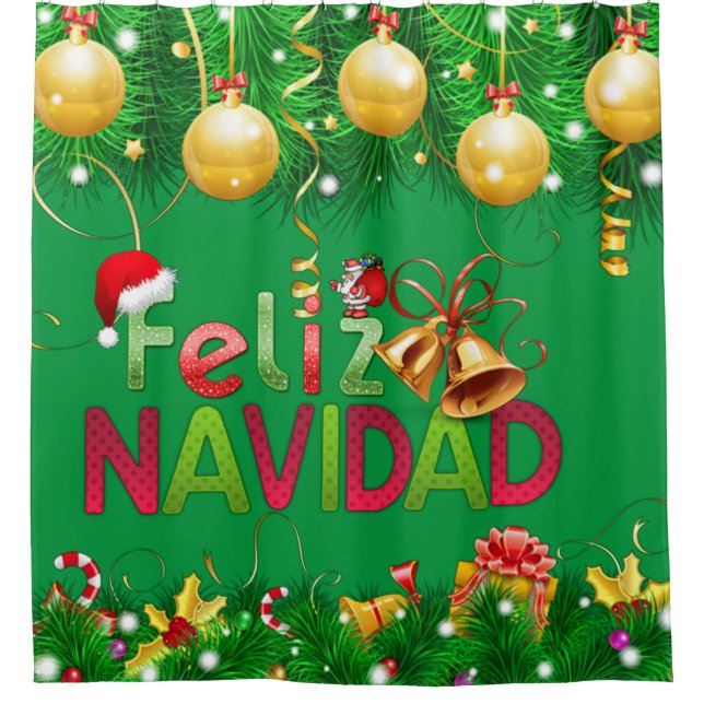 Feliz Navidad Shower Curtain (Front)