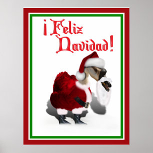 Feliz Navidad - Silly Santa Goose Poster
