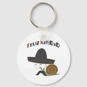 Feliz Navidad Snail Key Ring