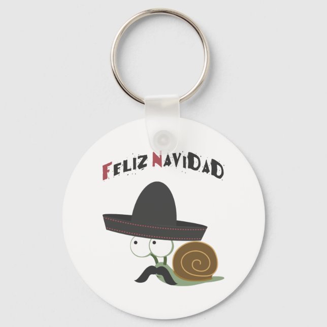 Feliz Navidad Snail Key Ring (Front)