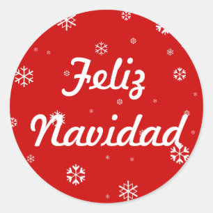 Feliz Navidad Snowflakes Classic Round Sticker