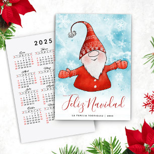 Feliz Navidad Spanish 2025 Calendar Gnome Holiday Card