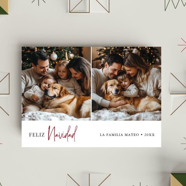 Feliz Navidad Spanish Christmas Green Photo Holiday Card (Creator Uploaded)