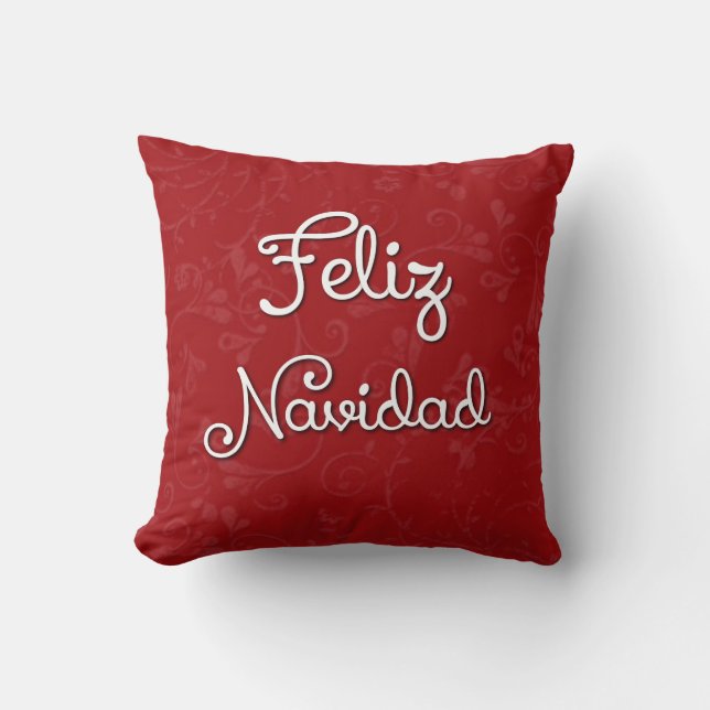 Feliz Navidad Spanish Christmas Pillow (Front)