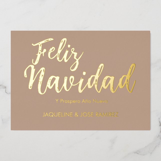 Feliz Navidad Spanish Gold Foil Holiday Card (Front)